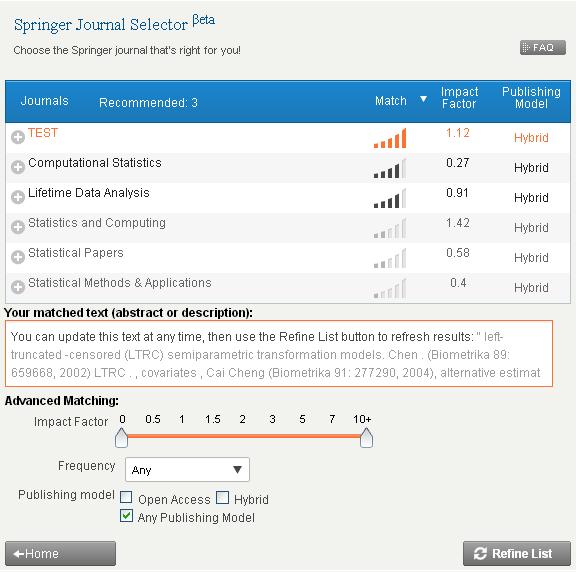 Springer journal selector_beta